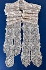 Antique Maltese Lace Lappets Scarf Handmade Bobbin Lace Ivory Silk X long 270cm