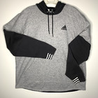 Adidas Hoodie Mens Xl Heather Gray Black 3-stripes Logo Gym Athletic Workout Jog