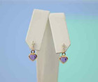 14k Solid Yellow Gold Heart Shape Enamel Dangle Screw Back Baby Earrings