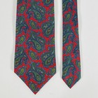 Vintage Rooster 100  Silk Neck Tie Blue red green Paisley 3 1 8   