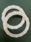 2pcs Rare Chinese White Jade Hand Carved Bamboo Joint Bangle Bracelets     
