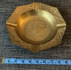 Vintage Brass Ashtray Heavy Cigar Table Decoration Hand Etched Engraved India