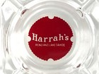 Glass Ashtray Vintage Harrah s Casino Clear Reno   Lake Tahoe Nevada Red Logo