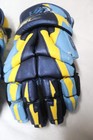 Warrior Mac Daddy 13    Lacrosse Gloves Blue Yellow Custom Team Used
