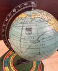 Vintage J Chein Tin Litho 6 Inch World Globe Zodiac Base Pre Wwii Aviation 1930s
