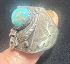 Vintage Native American Raymond C Yazzie Navajo Sterling Silver Turquoise Ring