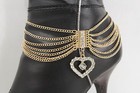 Women Gold Metal Boot Chain Anklet Bracelet Heel Shoe Big Heart Charm Jewelry