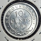 1942-c Newfoundland 10 Cents Silver Semi-key Date Au Details