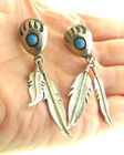Sterling Silver Turquoise Dangle Earrings Southwestern