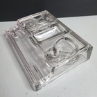 Vintage Lead Glass Double Inkwell W  Ink Pen Holder