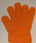 Orange Clear Rhinestones Elementary Size Children Gloves