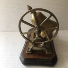 Solid Brass Ship s Bell With Pulley Wheel On Wood Base For Desk Mantle Nautical
