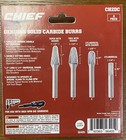 Chief Ch2dc 2  Double Cut Genuine Solid Carbide Burrs  4pc  New 