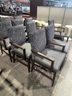 Lot Of 8 Guest lobby Chair By Fairfield W vinyl Gray Seat Fabric Back Wood Frame