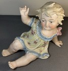 Antique 1900 Conta Boehme Bisque Porcelain Piano Baby Figurine German European