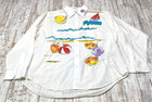 Vtg Creative Artwear Shirt Large Beach Hand Painted Button Down Signed Rucci