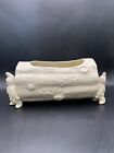 Vintage Art Pottery White Elf Gnome Log Planter