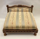 Antique French Provincial Silk Carved Wood Upholstered Gout Footstool