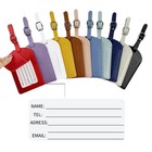Pu Leather Luggage Tag Suitcase Id Name Holder Travel Bag Label Accessory