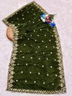 Green Heavy Embroidery Velvet Dupatta For Bride And Women 2 3 Mtr 