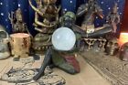 3  Rainbow  Cat s Eye  Quartz Crystal Ball On Bronze Stage Prop Man That Knows