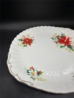 Royal Albert Poinsettia Bone China Cake Serving Plate Gold Trim Handles Vintage