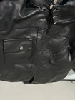 Men s Black Hooded Bomber Jacket Medium Zip Button Pockets Stand-up Collar Lined
