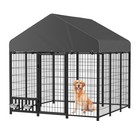 Jfhid Heavy Duty Outdoor Dog Kennel dog Enclosure W secure Lock   Feeding Bowl