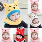 Winter Toddler Baby Kid Boy Girl Warm Knit Beanie Hat Cover Scarf Set