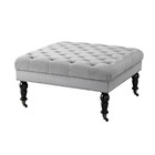 Isabelle Gray Velvet Tufted Square Accent 34 6 In  Ottoman