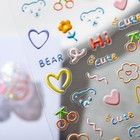 Graffiti Bear Nail Stickers  Cherries Embossing Nail Art  Self Adhesive  72 