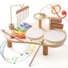 Wooden Drum Set For Toddlers 1-3  Montessori Musical Toy  Early Learning Fun