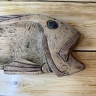 Vintage Handmade Solid Wood Carved Fish Tray Bowl Man Cave Rustic Nautical Folk