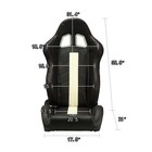 2 X Reclinable Racing Seats Pair Black Pvc Main White Line Reclinable Seats