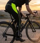 Mens Compression Cycling Tights Summer Padded Bike Pants Hi Vis Green Stripe M