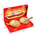 Bowl Spoon Tray Set Gold Silver Plated Dry Fruit Dessert Serving Gift Decor