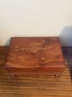 Vintage Cedar Wood Footed Keepsake Jewelry Trinket Stash Box W Brass Handles