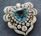 5ct Heart  Cut Lab Created Aquamarine Women s Brooch Pin 14k Yellow Gold Finish