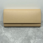 Nwt Celine Beige Tan Grained Calfskin Leather Flap Long Wallet With Box