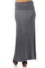 Womens Plus Size Xl 1x 2x 3x  Charcoal Gray Fold Over Waist Long Maxi Knit Skirt
