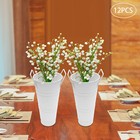 12pcs White Modern Flower Buckets Iron Wedding Flower Display For Garden Parties