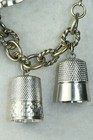 Victorian Antique Sterling Silver Thimble Charm Bracelet