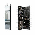 Wall   Door Mounted Mirrored Jewelry Cabinet Storage Organizer W  Lights drawer