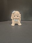 Vintage Ceramic Poodle Planter Figurine Blue Bow Cute Kitsch Nursery Decor