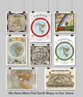 1838 Mappamondo Old World Map Wall Art Poster Print Decor Artwork Flat Earth