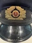 Nva East German Military Surplus Black Visor peaked Cap Hat W  Metal Badge 56
