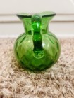 Empoli Quilted Diamond Green Glass Pitcher Handblown Vintage Decorative Italy 5   