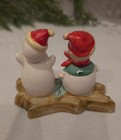 Vintage Christmas Snowman Figural Salt Pepper Shakers Japan Anthropomorphic