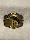 Vintage 1978 Raintree  northern Pike   Muskie  3d Enamel Brass Belt Buckle