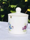 Miniature Porcelain Jam Jar With Lid 2    Tall White With Floral Design 